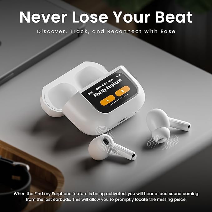 Robolt Screen TWS Bluetooth Earbuds with 32 db ANC + ENC and On Case Display